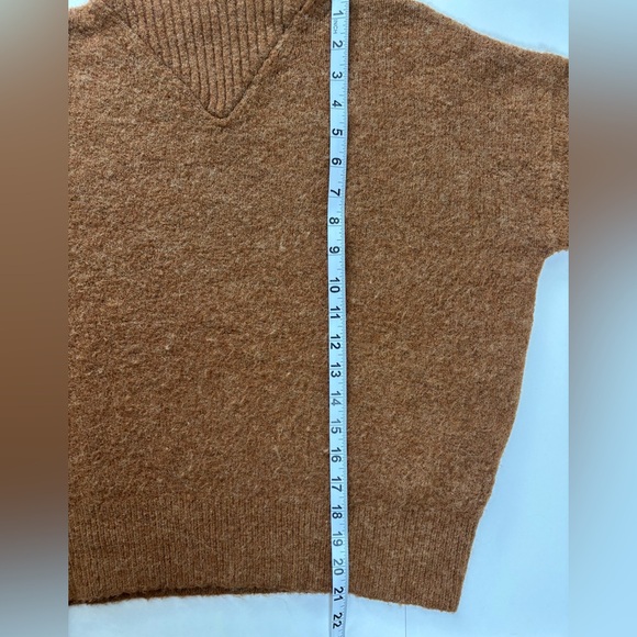 Madewell Mod Retro V Mock Turtleneck Long Sleeved Cinnamon Brown Sweater Size SM - Picture 6 of 11
